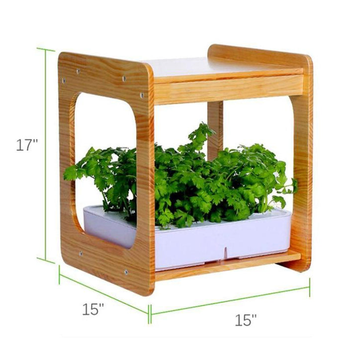 Full-Spectrum LED Wood Frame Grow Light with Hydroponic Tray